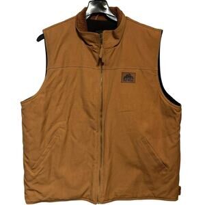 Old Mill Duck Canvas Work Vest XL Brown Sherpa Lined Zip Utility